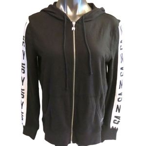 Victoria's Secret Black & White Graphic NY VS Full Zip Hoodie Sweatshirt MEDIUM